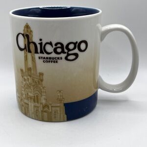Starbucks White and Blue Chicago Mug Dining Collection